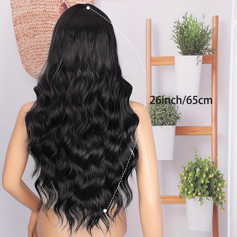Women’s 26-Inch Black Wavy Wig – Small Lace, Heat-Resistant, Natural Look